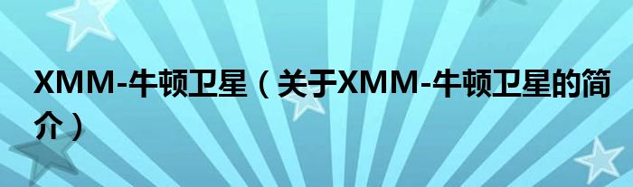 XMM-牛顿卫星（关于XMM-牛顿卫星的简介）